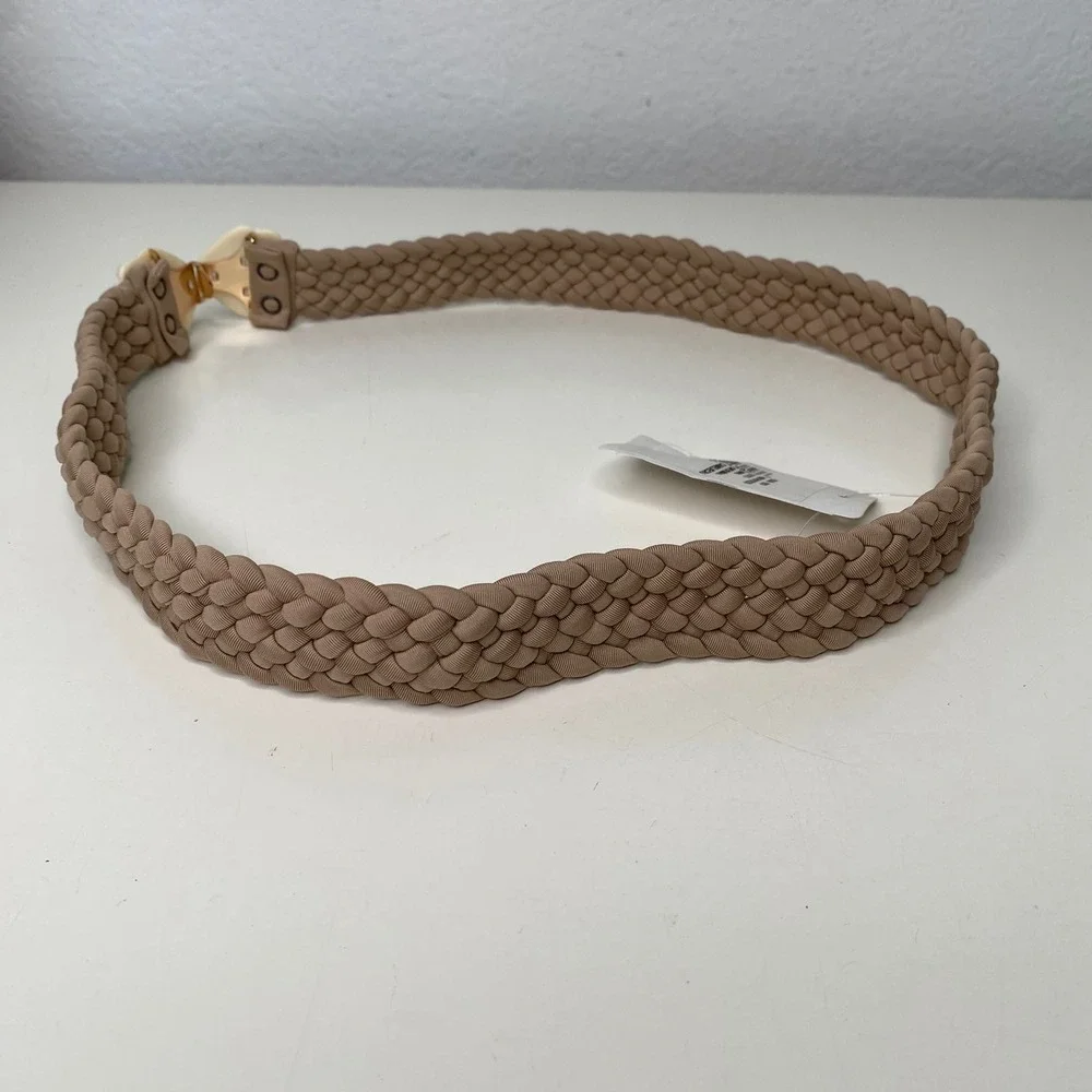 Johanna Ortiz Cape of Good Belt Camel‎ Ecru Braided Shell Buckle Size L